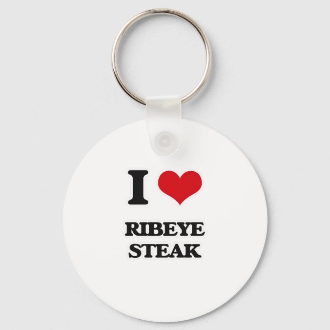 I Love Ribeye Steak Keychain (Front)