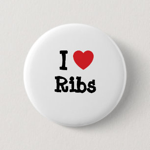 I love Ribs heart T-Shirt 2 Inch Round Button