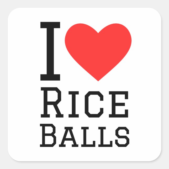 I love rice balls square sticker (Front)