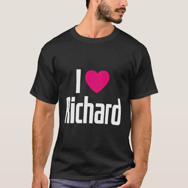 I Love Richard Pink Heart I Heart Richard T-Shirt (Front)