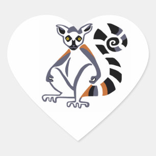 I love Ring-tailed LEMURS- Wildlife - Madagascar Heart Sticker