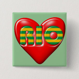I Love Rio De Janeiro 2 Inch Square Button