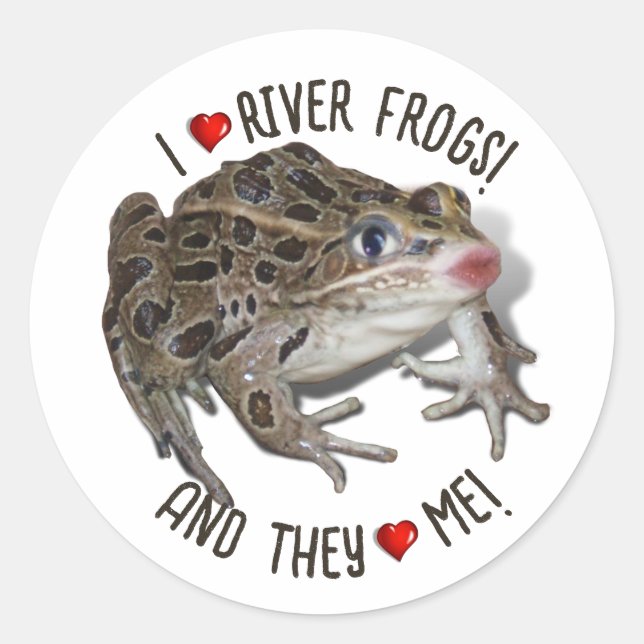 I Love River Frogs Classic Round Sticker (Front)