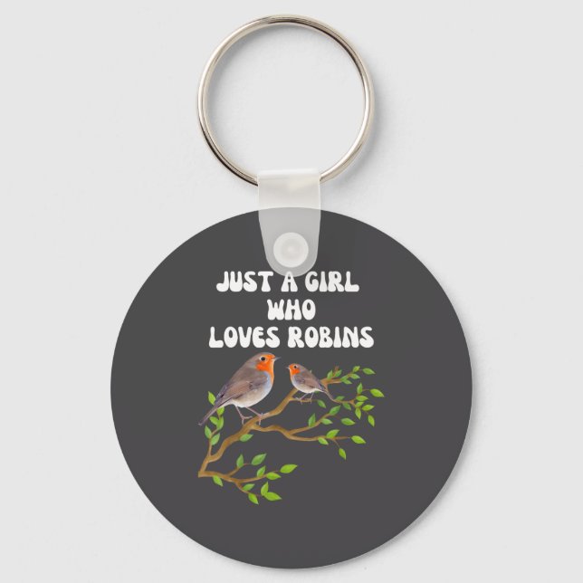 I Love Robins Bird Lover Colourful Present  Keychain (Front)
