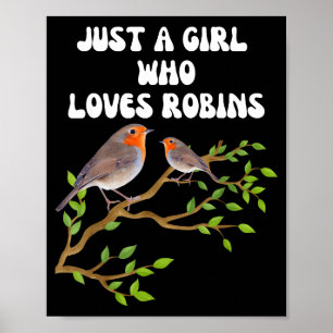 I Love Robins Bird Lover Colourful Present Poster
