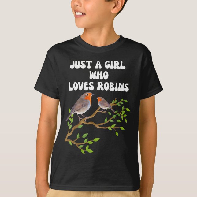 I Love Robins Bird Lover Colourful Present  T-Shirt (Front)