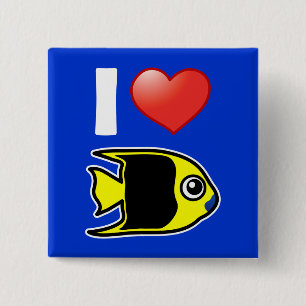 I Love Rock Beauty 2 Inch Square Button