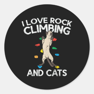 I Love Rock Climbing And Cats Cute Climbing  Classic Round Sticker