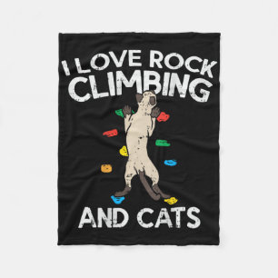 I Love Rock Climbing And Cats Cute Climbing Fleece Blanket