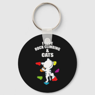 I Love Rock Climbing And Cats Rock Climber And Cat Keychain