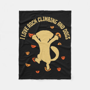 I Love Rock Climbing And Dogs - Boulder Bouldering Fleece Blanket