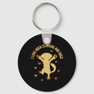 I Love Rock Climbing And Dogs - Boulder Bouldering Keychain