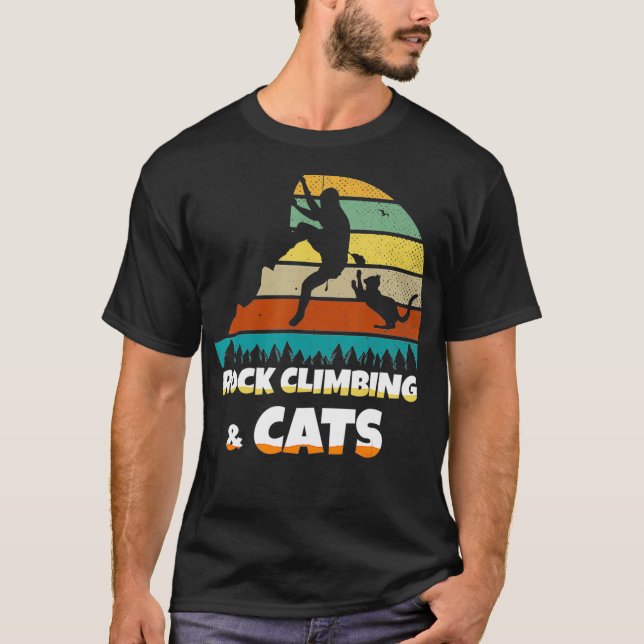 I love Rock Climbing  Cats Mountain Climber Cat T-Shirt (Front)
