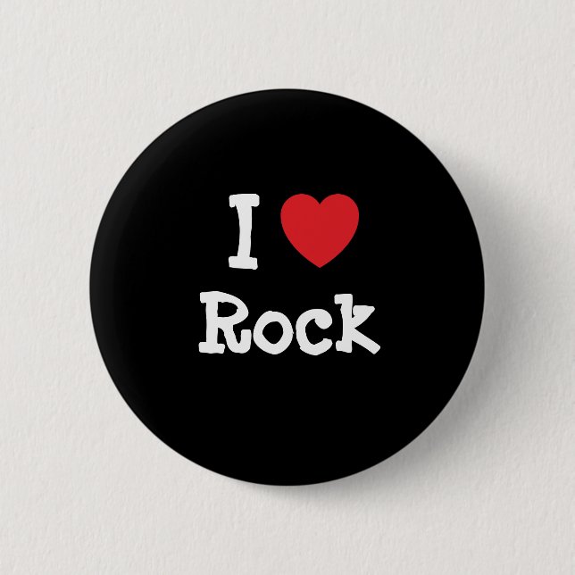 I love Rock heart custom personalized 2 Inch Round Button (Front)