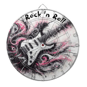 I Love Rock N Roll Electric Guitar Painting Dartboard