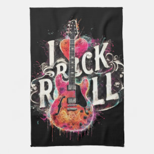 I Love Rock N Roll Electric Guitar Painting Kitchen Towel