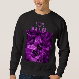 I Love Rock N Roll Electric Guitar Painting Purple Sweatshirt