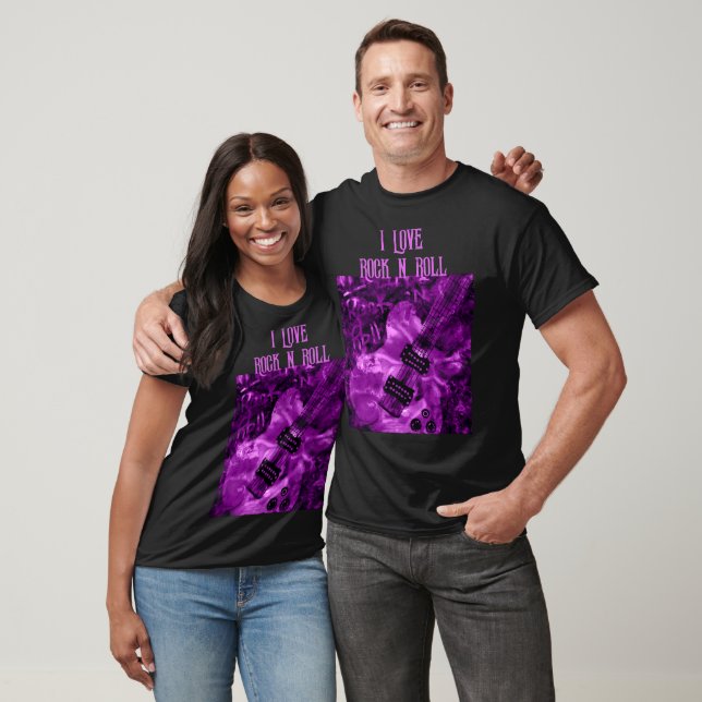I Love Rock N Roll Electric Guitar Painting Purple T-Shirt (Unisex)