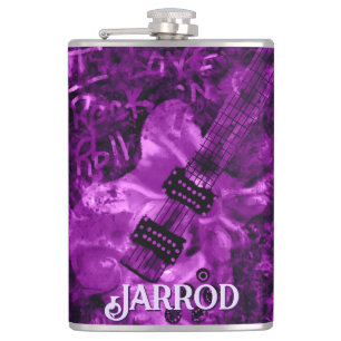 I Love Rock 'N Roll Electric Guitar Personalized Hip Flask