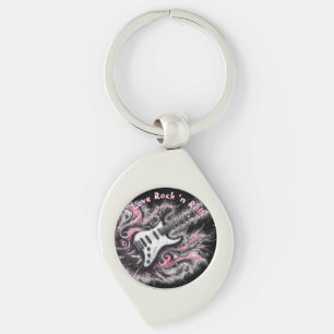 I Love Rock N Roll Electric Guitar Personalized Keychain