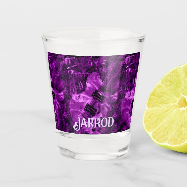 I Love Rock 'N Roll Electric Guitar Personalized Shot Glass (Front)