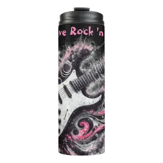 I Love Rock N Roll Electric Guitar Personalized Thermal Tumbler (Front)