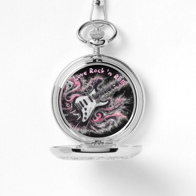 I Love Rock N Roll Electric Guitar Personalized Watch (Front)