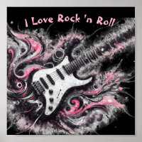 I Love Rock N Roll Electric Guitar Pink Black