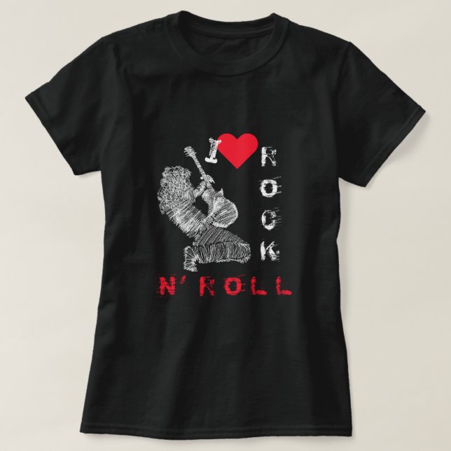 I Love Rock N' Roll - Guitar Player - Rock N' Roll T-Shirt (Design Front)