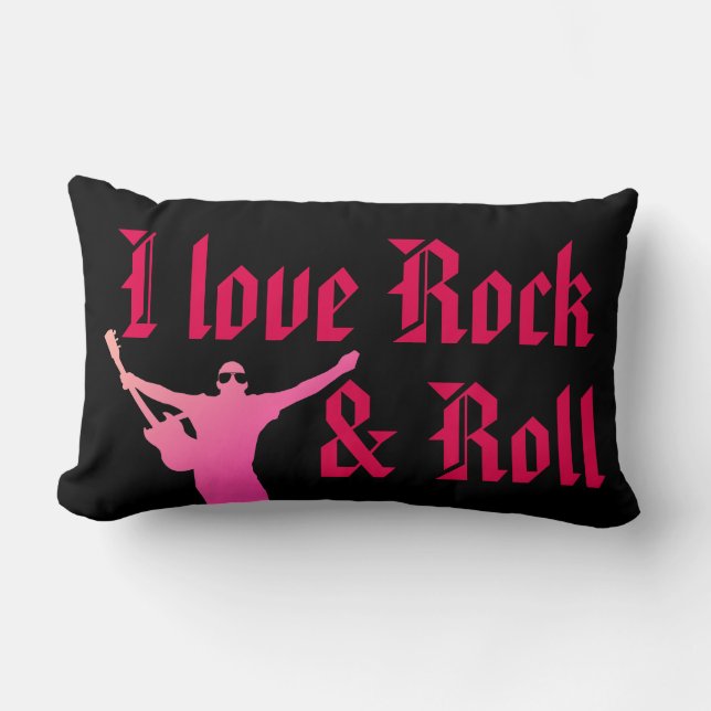 I love Rock & roll Lumbar Pillow (Front)