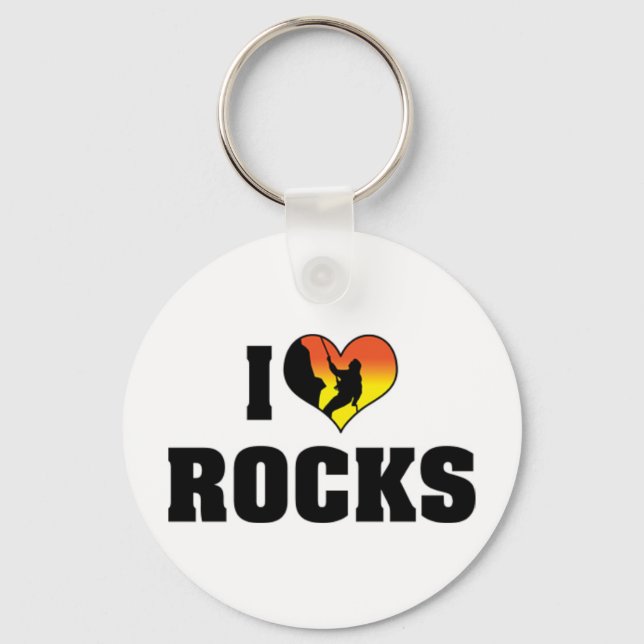 I Love Rocks - Rock Climbing Keychain (Front)