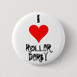 I LOVE ROLLER DERBY 2 INCH ROUND BUTTON