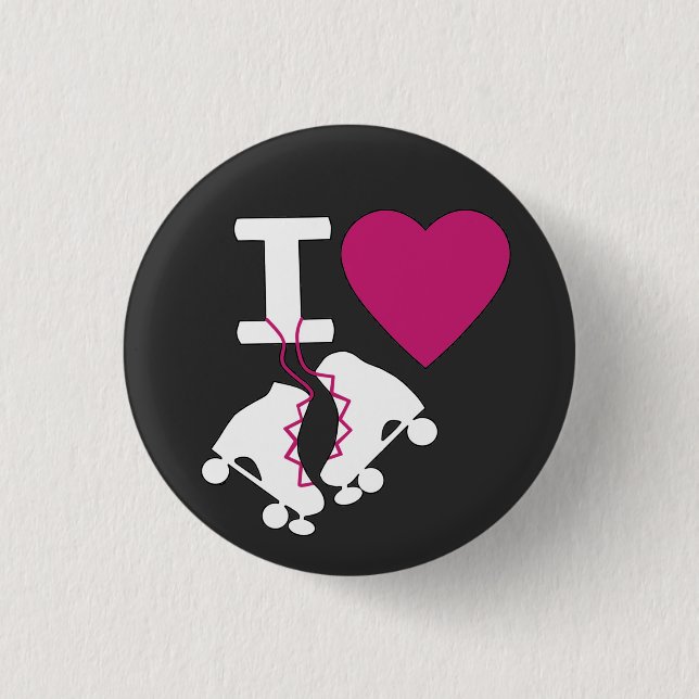 I Love Roller Skating 1 Inch Round Button (Front)