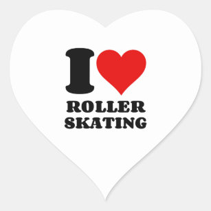 I LOVE ROLLER SKATING HEART STICKER