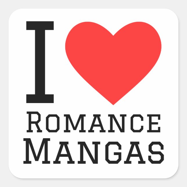 I love romance manga  square sticker (Front)