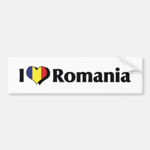 I Love Romania Flag Bumper Sticker