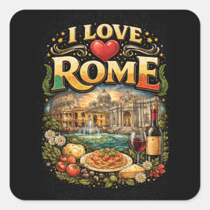 I Love Rome Square Sticker