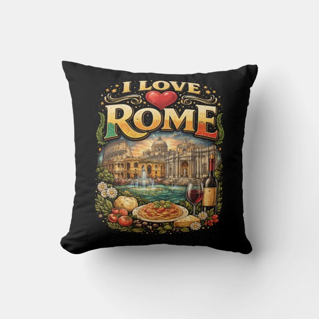 I Love Rome Throw Pillow (Front)