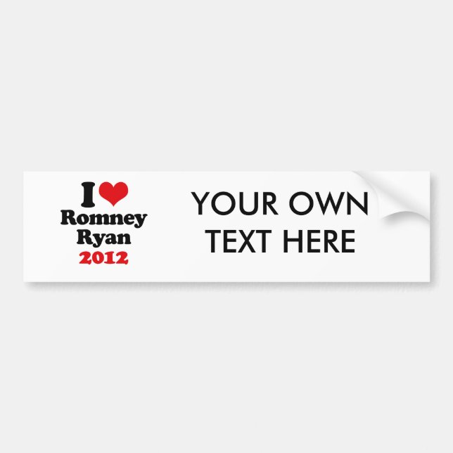 I LOVE ROMNEY RYAN 2012.png Bumper Sticker (Front)