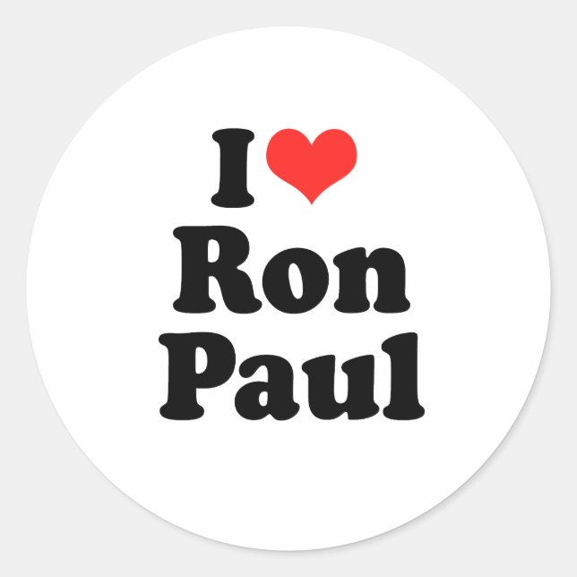 I Love Ron Paul Classic Round Sticker (Front)