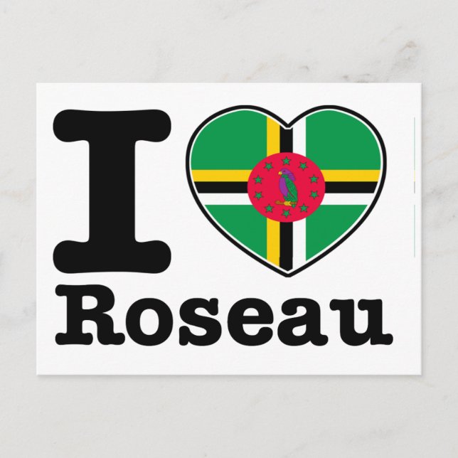 I love Roseau Postcard (Front)