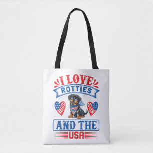 I love Rotties and the USA Tote Bag