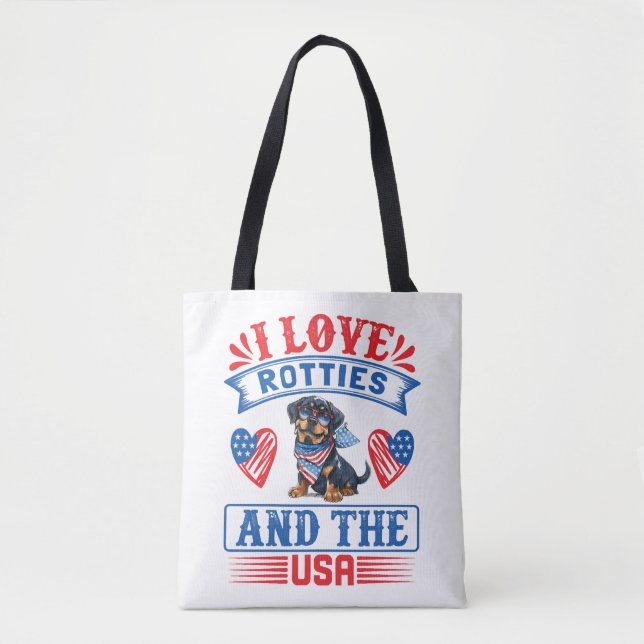 I love Rotties and the USA Tote Bag (Front)