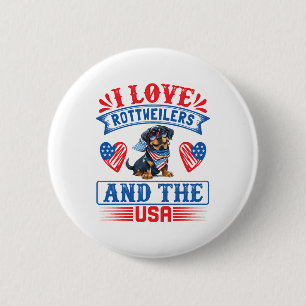 I love Rottweilers and the USA 2 Inch Round Button