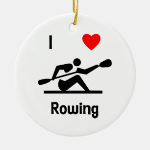 I Love Rowing Ceramic Ornament