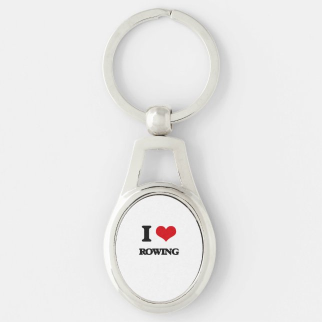 I Love Rowing Keychain (Front)