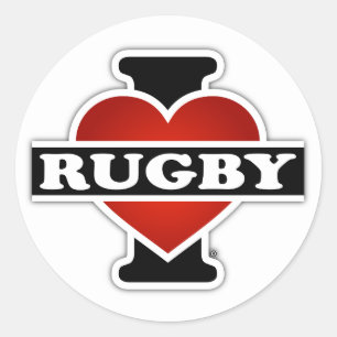 I Love Rugby Classic Round Sticker
