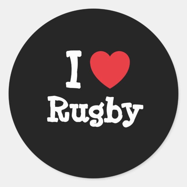 I love Rugby heart custom personalized Classic Round Sticker (Front)