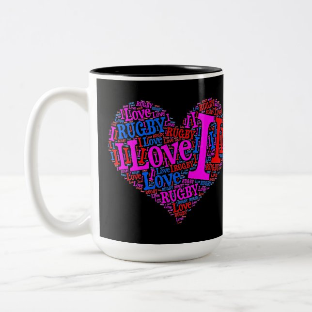 I Love Rugby - Two-Tone Coffee Mug (Left)