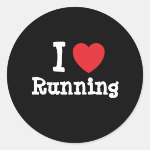 I love Running heart custom personalized Classic Round Sticker